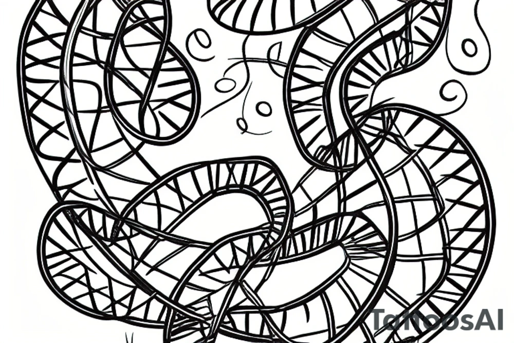 Dna helix extending to tree of life with number 42 tattoo idea