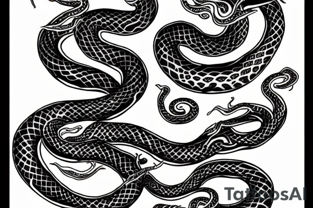 flames and snakes tattoo idea