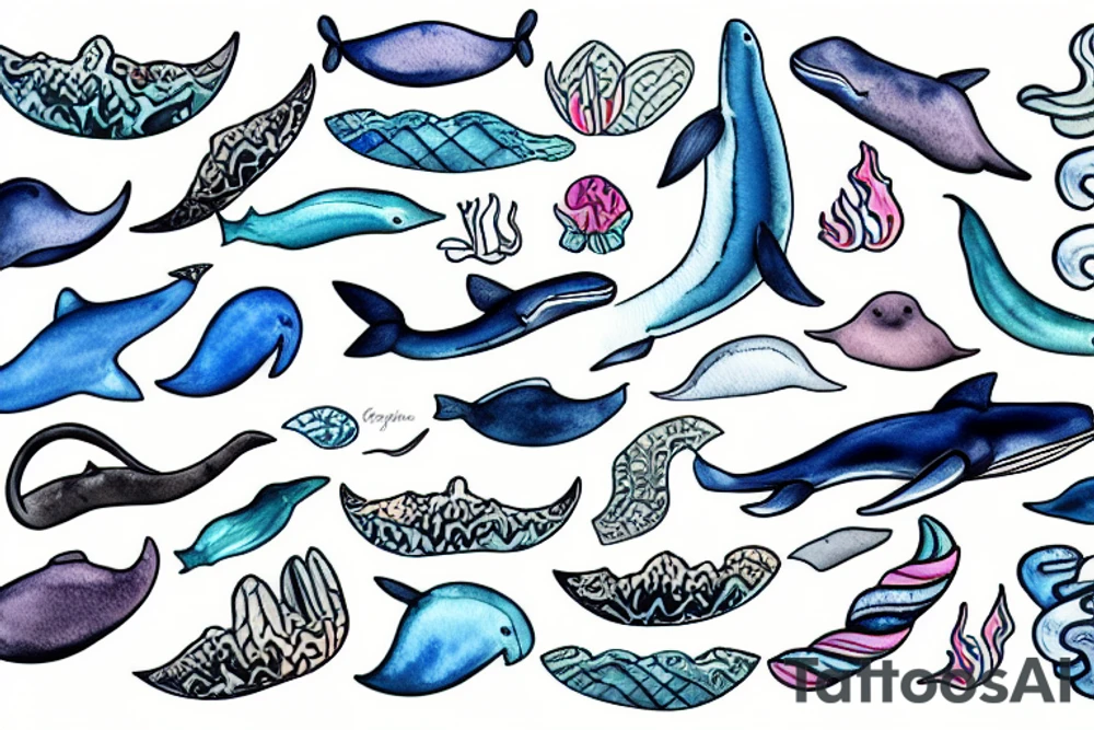 The tip of a whale's tail and some seawaves tattoo idea