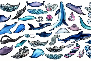 The tip of a whale's tail and some seawaves tattoo idea
