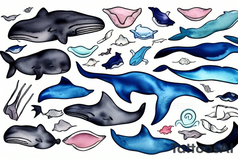 The tip of a whale's tail and some seawaves tattoo idea