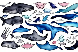 The tip of a whale's tail and some seawaves tattoo idea