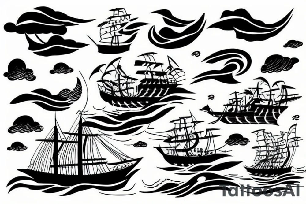 old ship in a storm tattoo idea