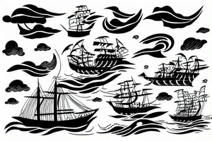 old ship in a storm tattoo idea