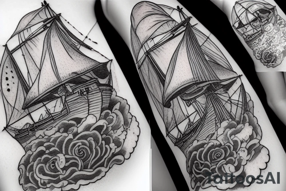 old ship in a storm tattoo idea