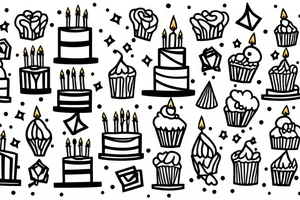 birthday cake with candles and confetti tattoo idea