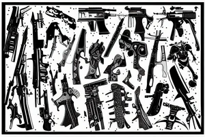 utopia showing weapons and cyber space tattoo idea