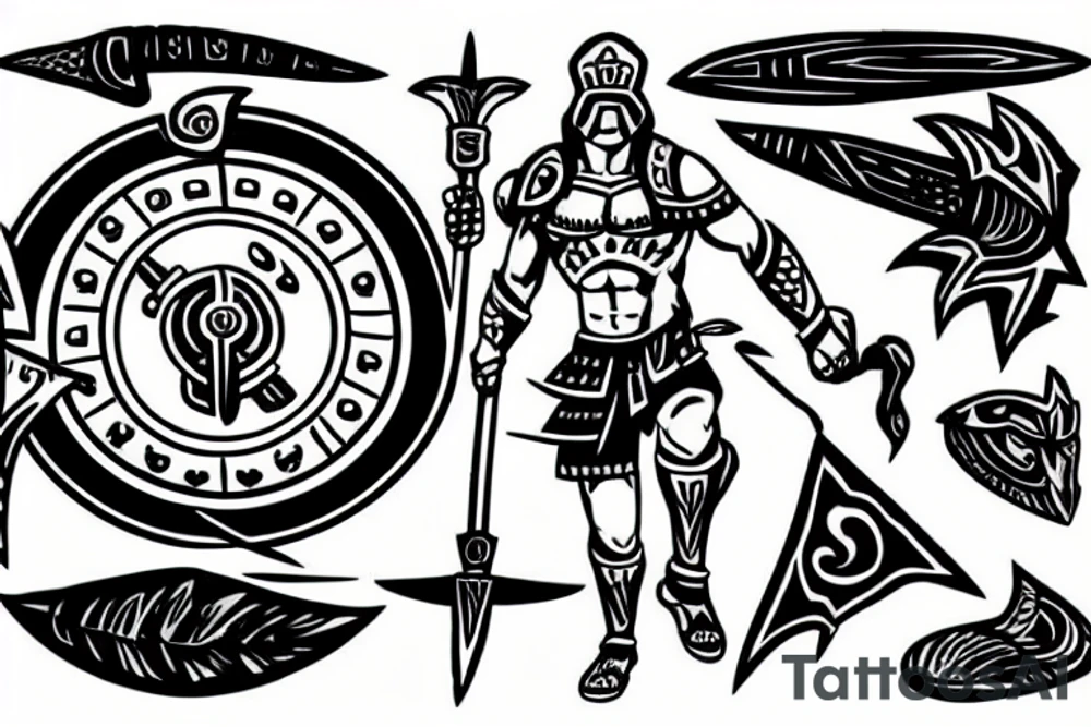 spartan with spear tattoo idea