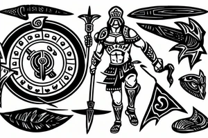 spartan with spear tattoo idea