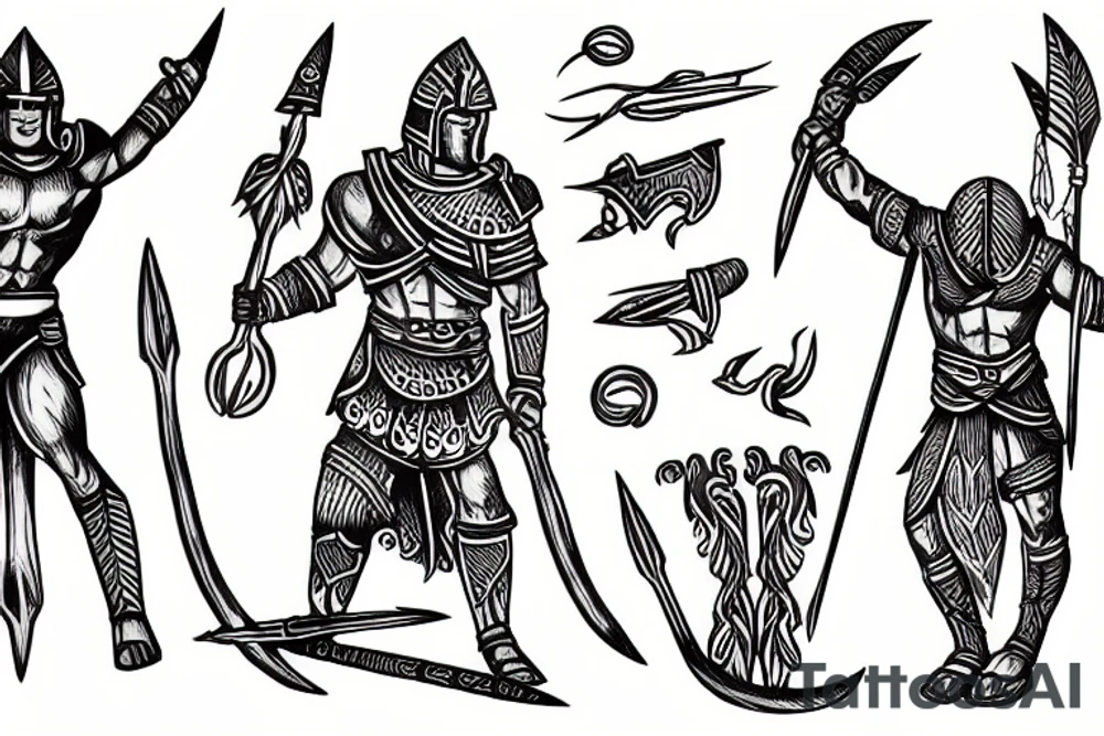 spartan with spear tattoo idea