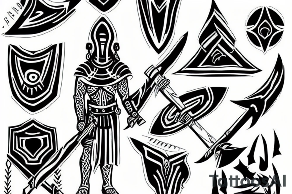 spartan with spear tattoo idea