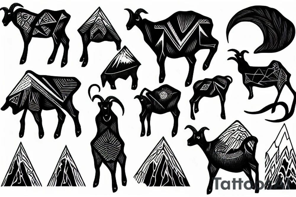 a goat in the shape of a mountain tattoo idea