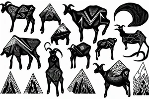 a goat in the shape of a mountain tattoo idea