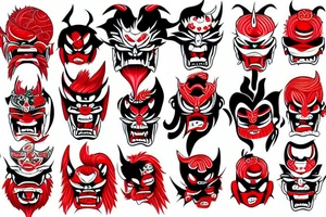red oni mask tattoo idea