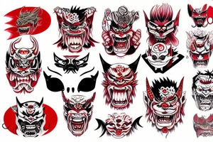 red oni mask tattoo idea