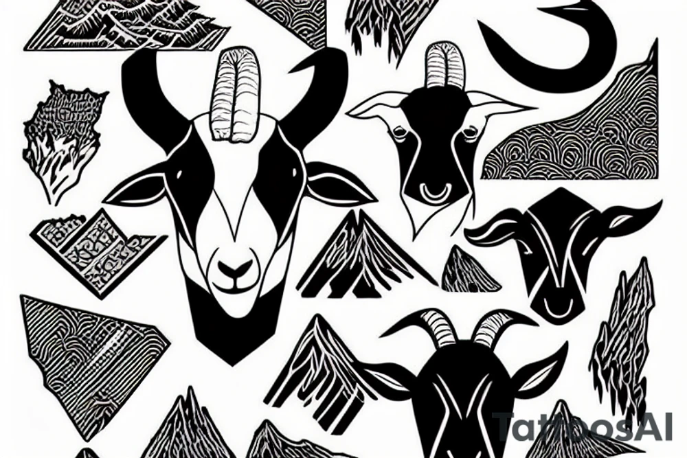 a goat in the shape of a mountain tattoo idea