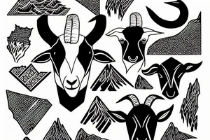 a goat in the shape of a mountain tattoo idea