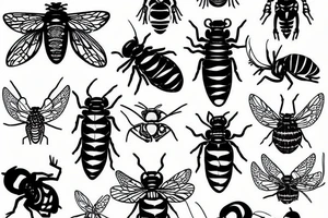 cicada tattoo in dotted style tattoo idea