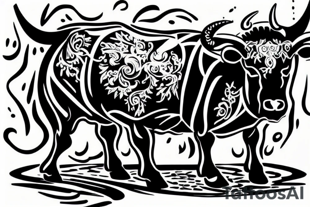 matador and a bull, fighting tattoo idea