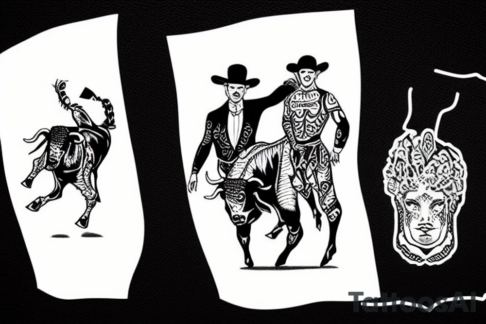 bullfighter and a bull, fighting tattoo idea