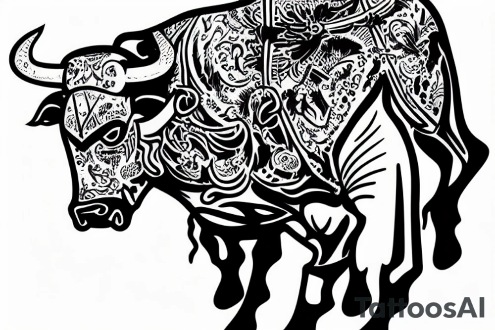 bullfighter and a bull, fighting tattoo idea