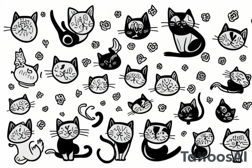 silly cat fluffy tattoo idea