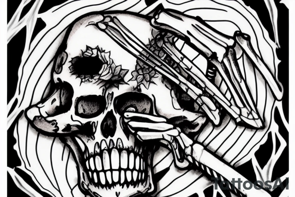 a skeleton hanging another skeleton that's knifing another skeleton tattoo idea a skeleton hanging another skeleton that's knifing another skeleton tattoo idea