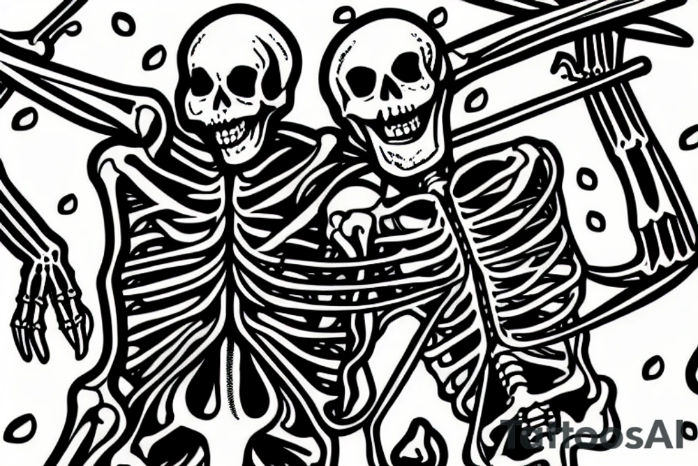 a skeleton hanging another skeleton that's knifing another skeleton tattoo idea a skeleton hanging another skeleton that's knifing another skeleton tattoo idea
