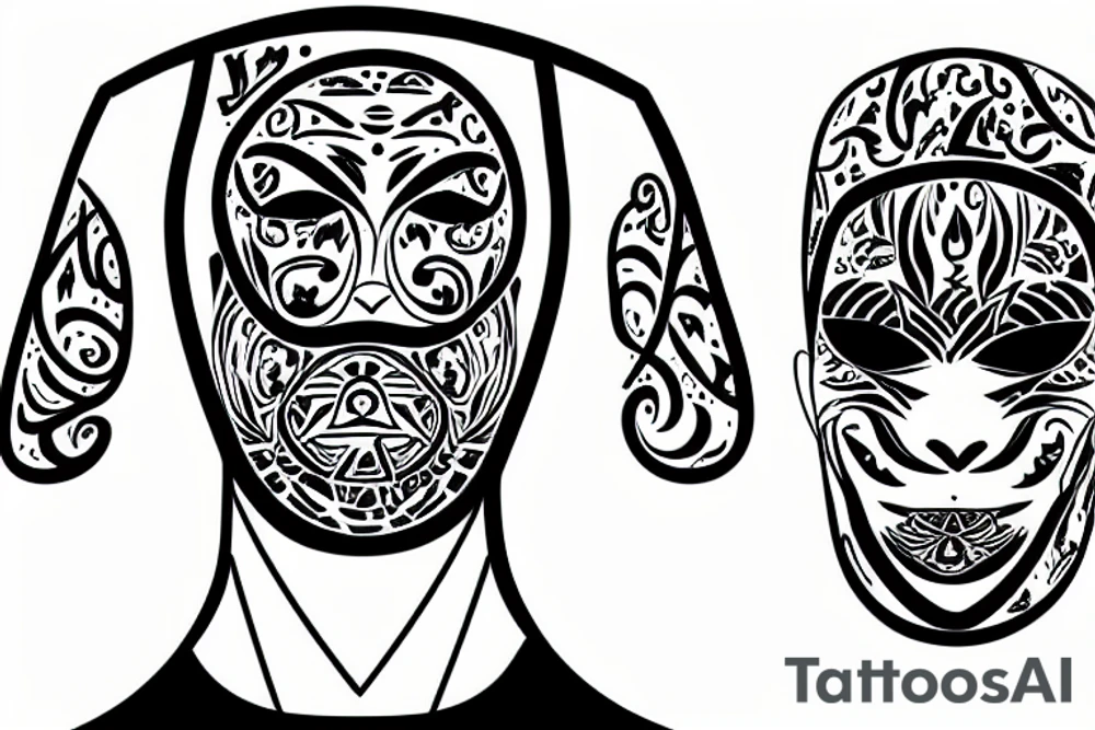 man with a bandana masking his face and you see his back, he wears a plate carriere and holds a tomahwak tattoo idea