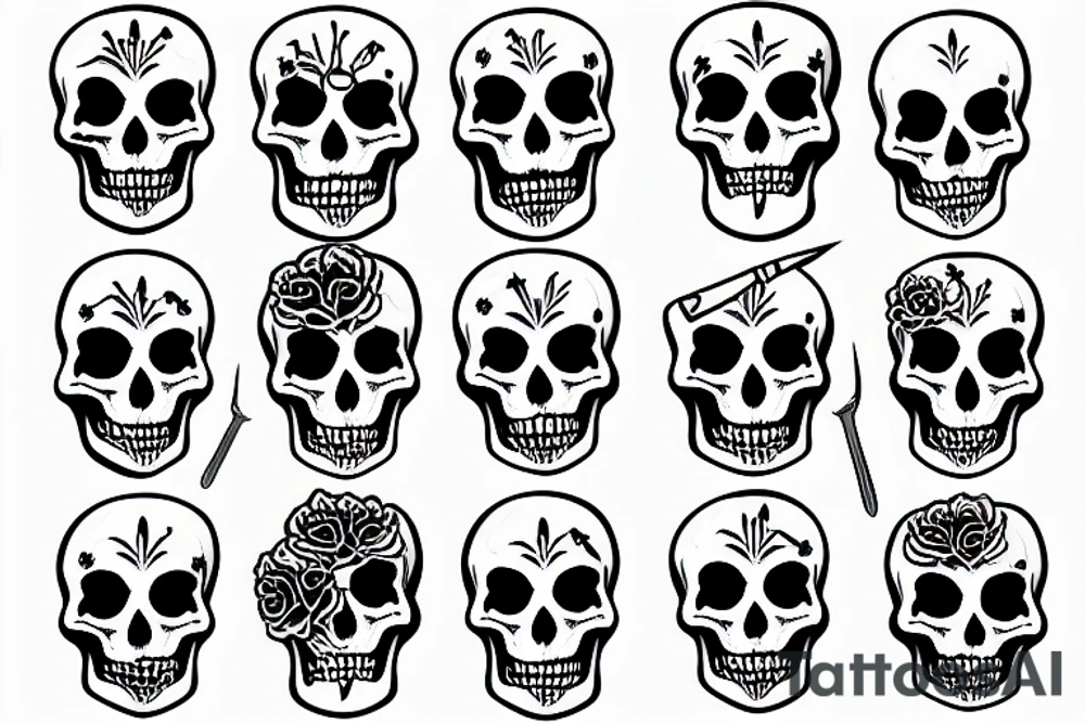 a skeleton with a knife in its hand tattoo idea