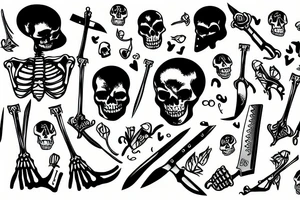 a skeleton with a knife in its hand tattoo idea