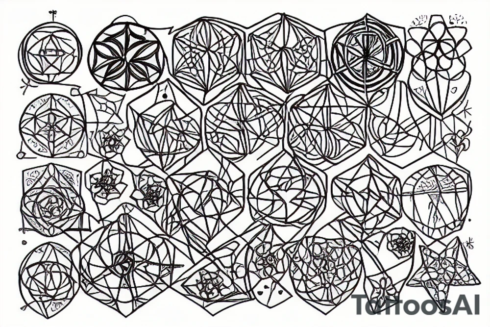 metatron cube with flowers of life around tattoo idea
