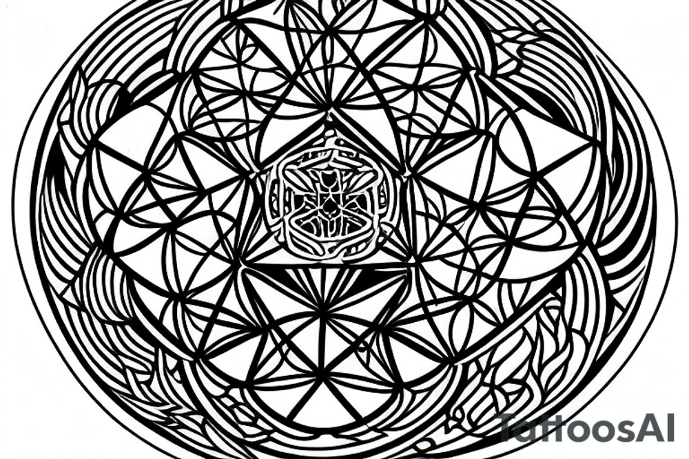 metatron cube with flowers of life around tattoo idea