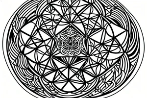metatron cube with flowers of life around tattoo idea