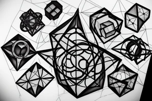 metatron cube surrounded by 3d cubes tattoo idea