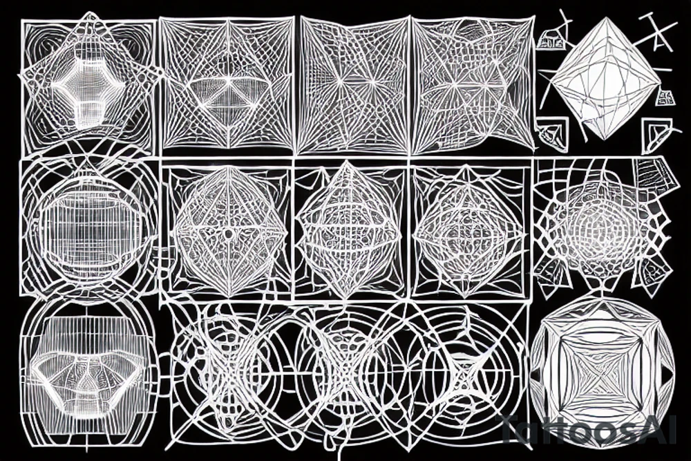 metatron cube surrounded by 3d cubes tattoo idea
