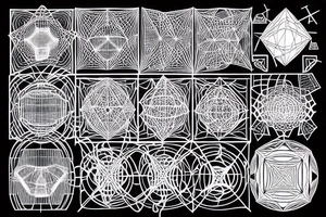 metatron cube surrounded by 3d cubes tattoo idea