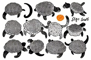 two cats, one orange cat and one turtle shell cat tattoo idea