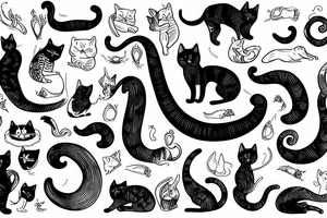 one cat with a very long tail, waist tattoo idea