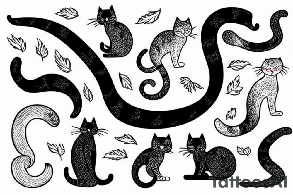 one cat with a very long tail, waist tattoo idea