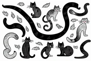 one cat with a very long tail, waist tattoo idea