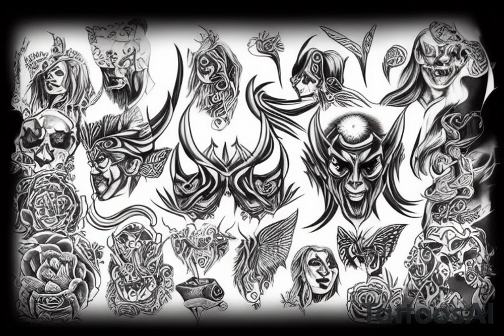 A person being half devil half angel tattoo idea