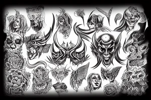 A person being half devil half angel tattoo idea