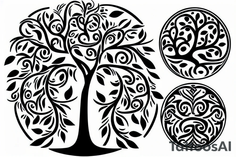 tree of life with flowers of creation tattoo idea