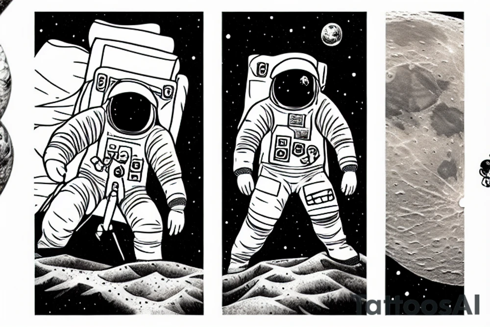 an astronaut kneeling on the moon watching the earth explode tattoo idea