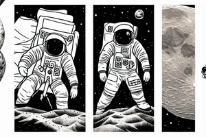 an astronaut kneeling on the moon watching the earth explode tattoo idea