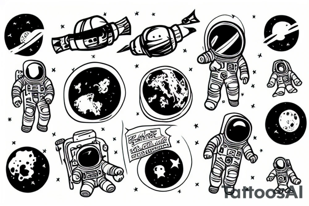 an astronaut watching the earth explode tattoo idea