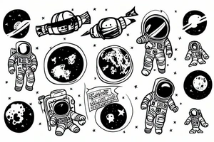 an astronaut watching the earth explode tattoo idea