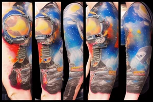 an astronaut watching the earth explode tattoo idea