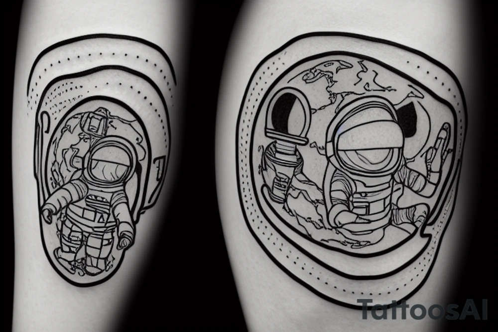 an astronaut watching the earth explode tattoo idea